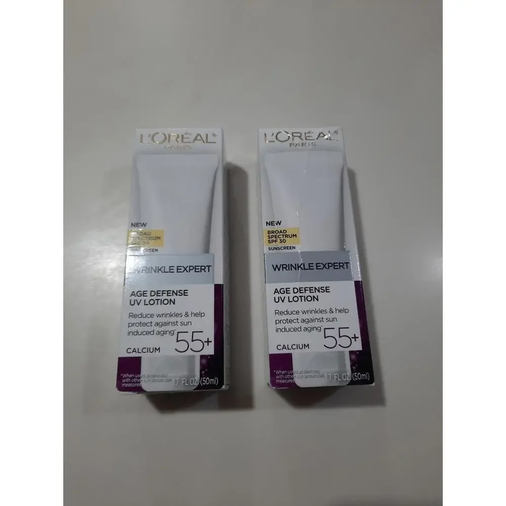 Pack Of 2 L'Oreal Paris Wrinkle Expert .Spf 30 Age Defense UV Lotion. Calcum 55+
